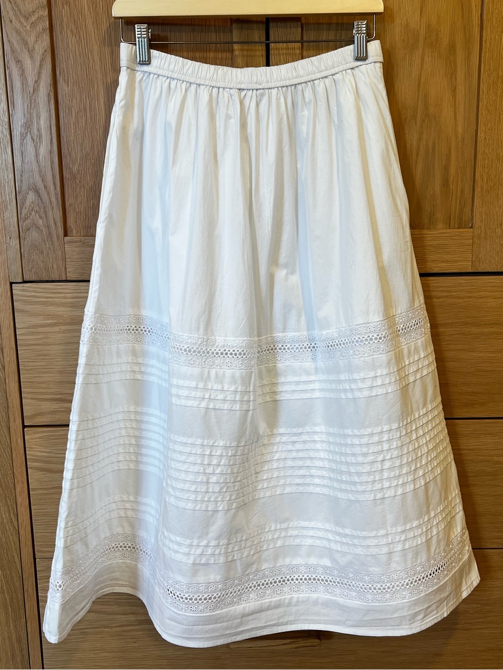 Vineyard Vines Cotton Poplin Lace Midi Skirt White Cap Size Small NWT* Coastal - Picture 3 of 6